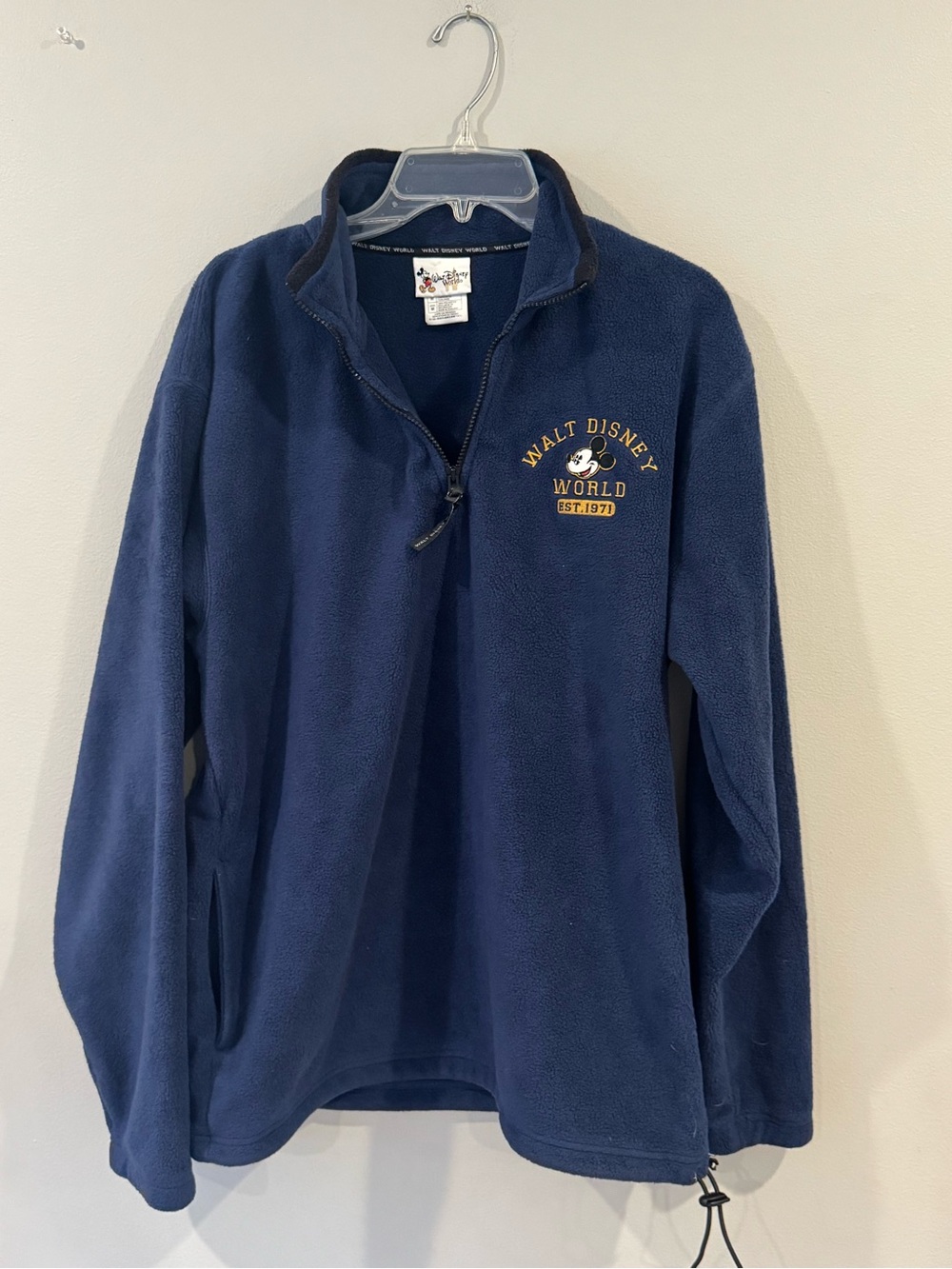 Walt Disney World 1971 Mickey Mouse Blue Fleece Pullover Mens Medium